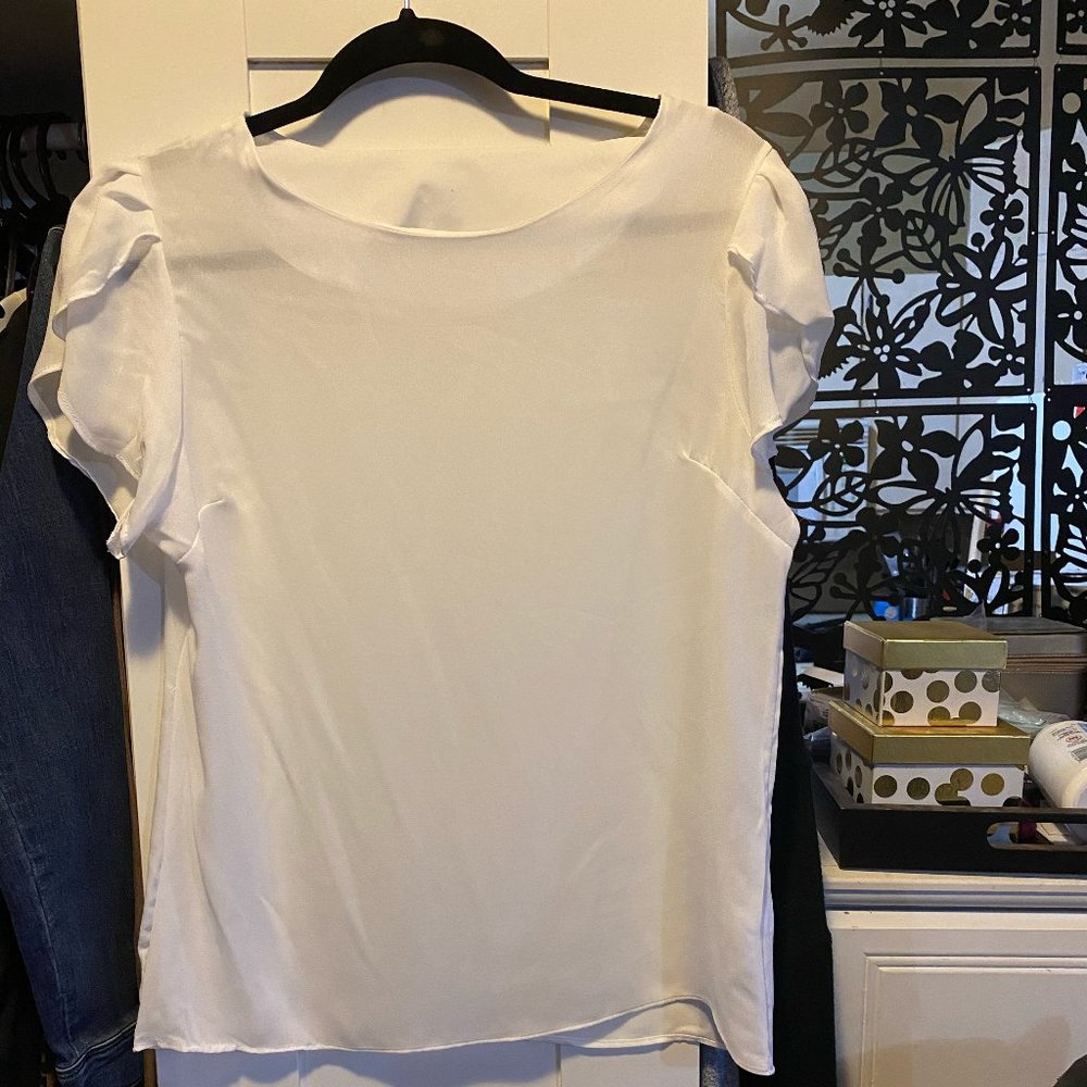 SHEIN White Short Sleeve Blouse - (M)